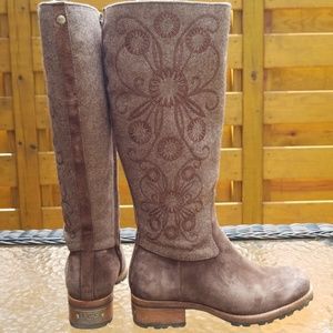 Ugg Suede & Embroidered Riding Boots